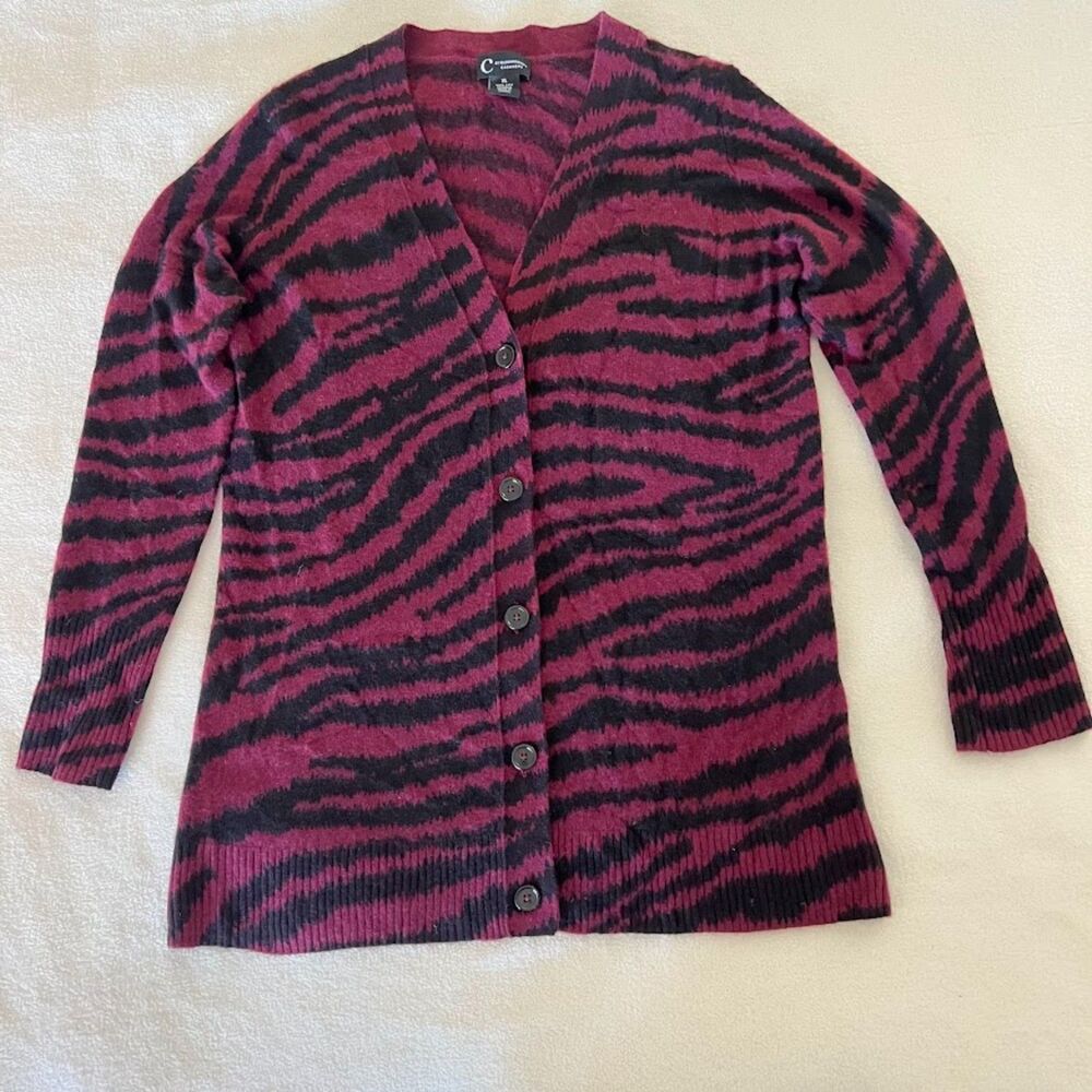 Women's C by Bloomingdales 100% Cashmere Cardigan Goth Punk, Size XL